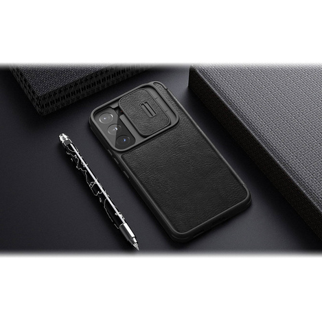 Nillkin Qin Leather Pro Case Hülle für Samsung Galaxy S22+ (S22 Plus) Kameraschutz Holster Cover Flip Cover Schwarz