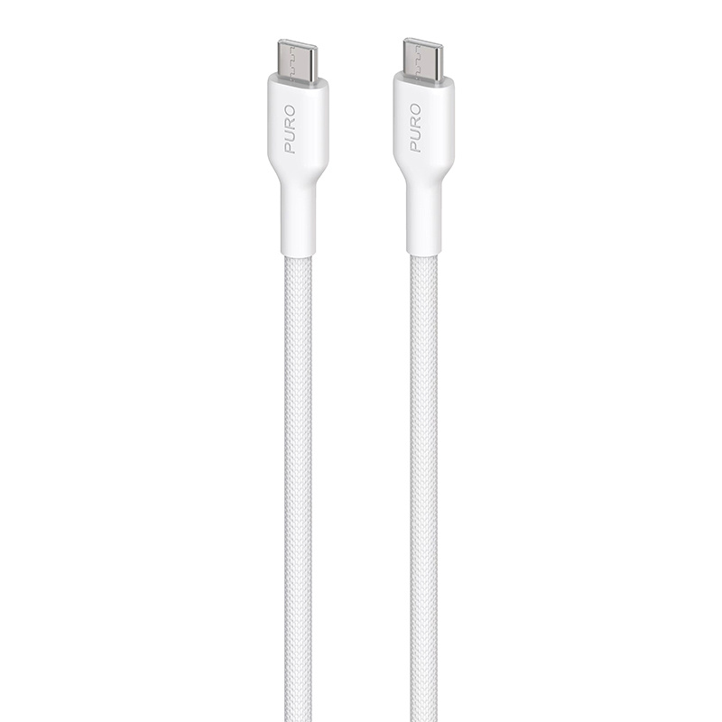 PURO Fabric - Kabel w oplocie heavy duty USB-C do USB-C 1,2m (biały)