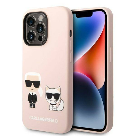 Karl Lagerfeld Liquid Silicone Karl & Choupette MagSafe - Etui iPhone 14 Pro (różowy)