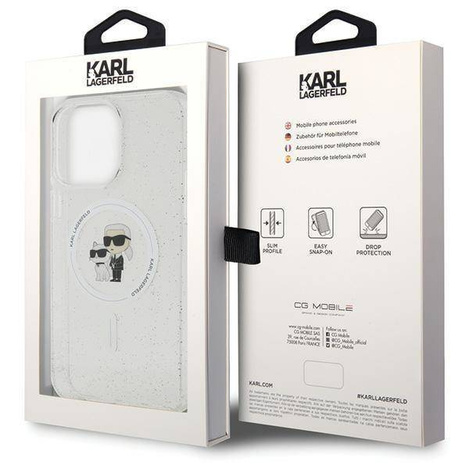 Karl Lagerfeld Karl&amp;Choupette Glitter MagSafe case for iPhone 15 Pro Max - transparent