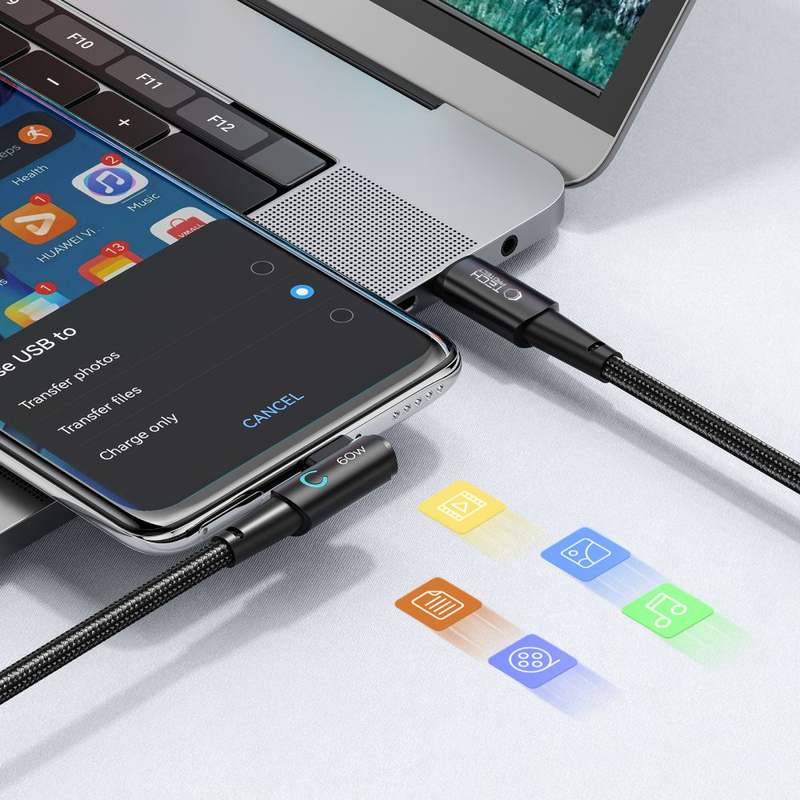 Kabel 60W 6A 1m USB-C - USB-C Tech-Protect Ultraboost ”L” szary