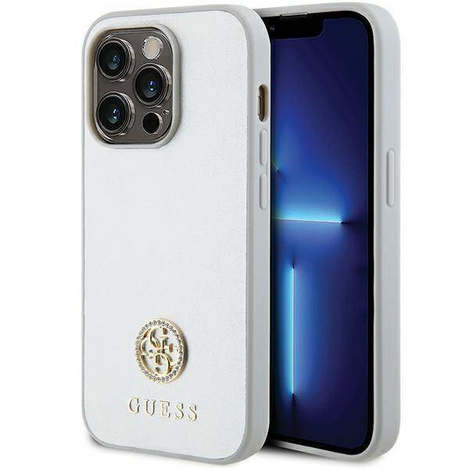 Original Handyhülle APPLE IPHONE 15 PRO Guess Hardcase Strass Metal Logo (GUHCP15LPS4DGPS) silber