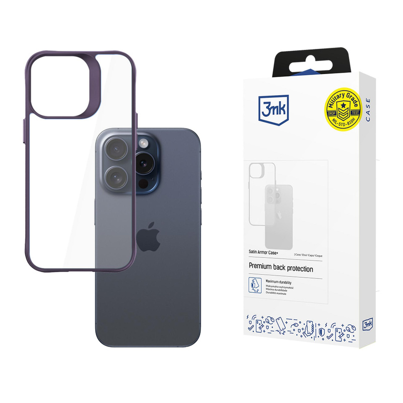 3MK Satin Armor Case+ iPhone 15 Pro Max fioletowy/purple