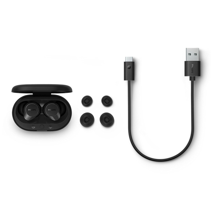 SŁUCHAWKI PHILIPS DOUSZNE TWS BEZPRZEWODOWE BLUETOOTH TRUE WIRELESS CZARNE Phil-TAT1209BK/00