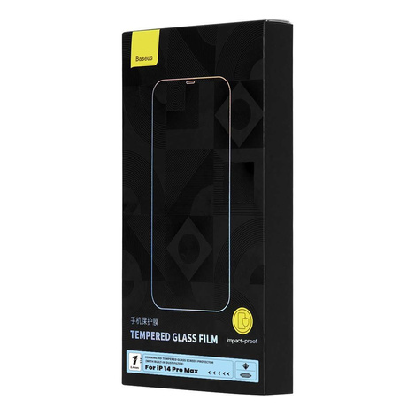 Baseus Vollbild-Hartglas für iPhone 14 Pro Max mit Lautsprecherabdeckung 0,4 mm + Montageset