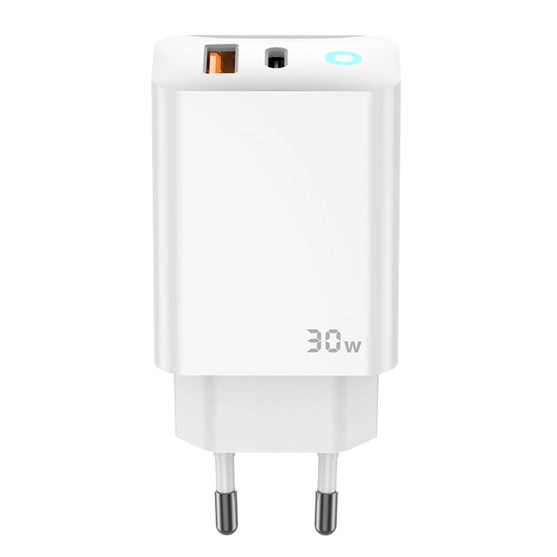 JELLICO ładowarka sieciowa EU13 GaN PD 30W 1xUSB-C + 1xUSB QC3.0 Biały