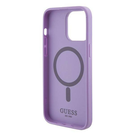 Etui Guess Saffiano MagSafe do iPhone 15 Pro Max - fioletowe