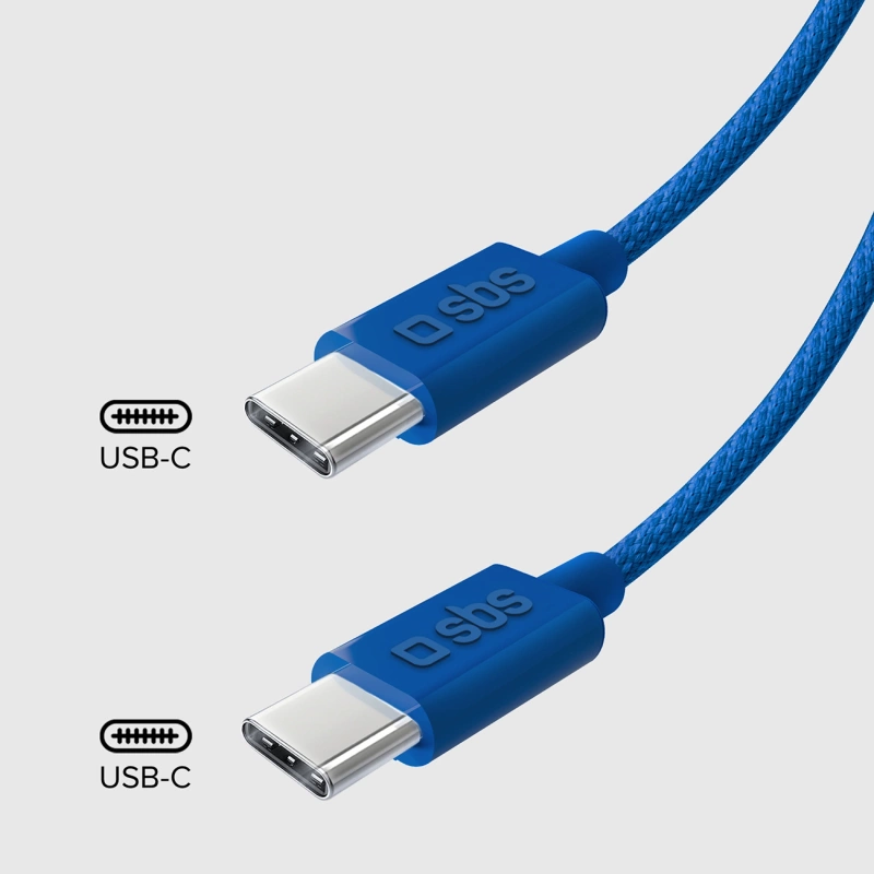 SBS TECABLETISSUETCB USB-C – USB-C-Kabel 1,5 m 60 W geflochten – blau