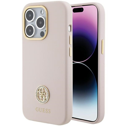 Guess nakładka do iPhone 15 Pro 6,1" GUHCP15LM4DGPP różowa HC SILICONE LOGO STRASS 4G