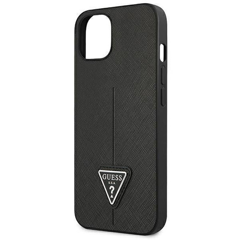 Guess GUHCP13SPSATLK iPhone 13 mini 5,4 &quot;schwarz / schwarzes Hardcase SaffianoTriangle Logo