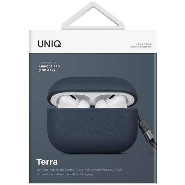 UNIQ etui Terra AirPods Pro 2 gen. Genuine Leather niebieski/space blue