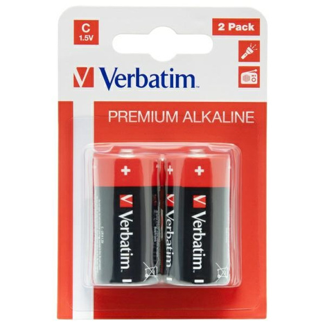 Verbatim Bateria alkaliczna C LR14 2szt   czarny/black 49922