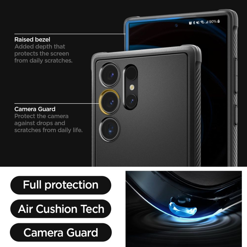 Spigen Rugged Armor Hülle für Samsung Galaxy S24 Ultra – mattschwarz