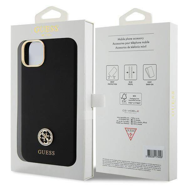 Oryginalne Etui APPLE IPHONE 15 PLUS Guess Hardcase Silicone Logo Strass 4G (GUHCP15M4DGPK) czarne