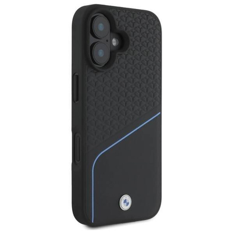 Original Case IPHONE 16 BMW Hardcase Signature Leather Textured & Line MagSafe (BMHMP16S23RDCLK) black