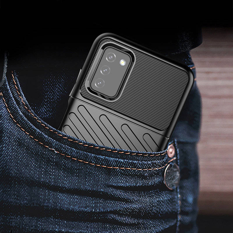 Thunder Case Flexible Tough Rugged Cover TPU Case for Samsung Galaxy A03s black