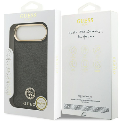 GUESS futerał do IPHONE 17 Air kompatybilny z MagSafe GUHMP17MP4GRMDEK (PU W/ 4G Strass Logo) czarny