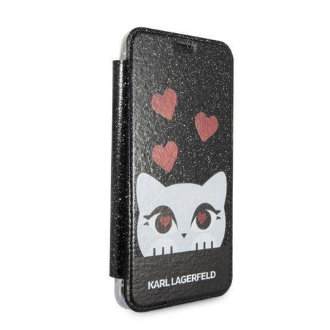 Original Handyhülle IPHONE X / XS Karl Lagerfeld Book Valentine (KLFLBKPXVDCBK) schwarz