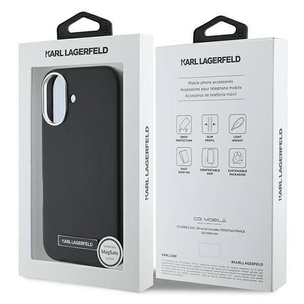 Karl Lagerfeld nakładka do iPhone 16 Plus 6,7" KLHMP16MPGMSRPK czarna Hardcase FW Metal Plate MagSafe