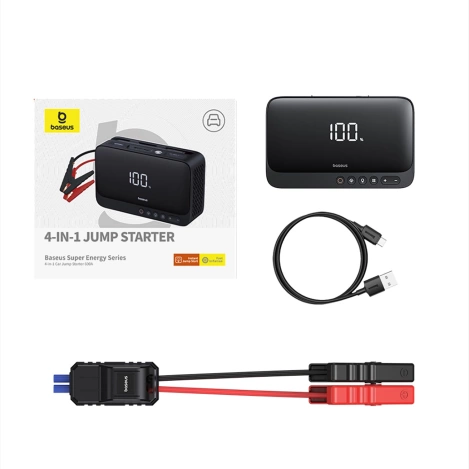 Jump starter Baseus Super Energy BS-CH013 4in1 600A with flashlight / 6000mAh power bank / compressor - black