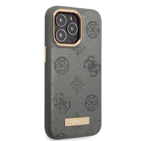 Guess Peony Logo Plate MagSafe - Etui iPhone 13 Pro Max (szary)
