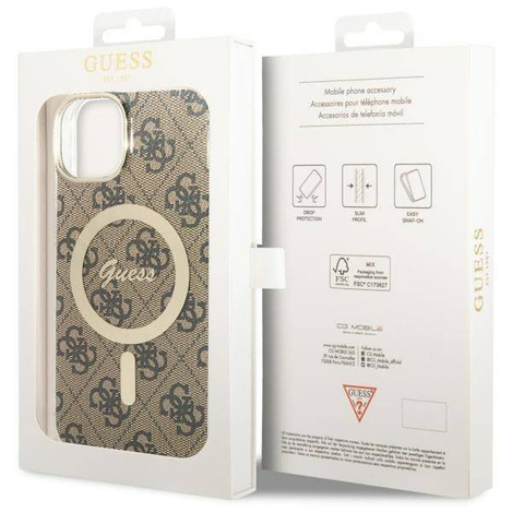 Guess GUHMP14SP4RPSW iPhone 14 6.1&quot; brown/brown hardcase 4G Printed Stripes MagSafe