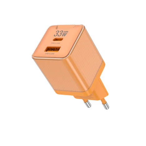 JELLICO Netz-Ladegerät EU55 GaN PD 33W 1xUSB-C + 1xUSB QC3.0 orange