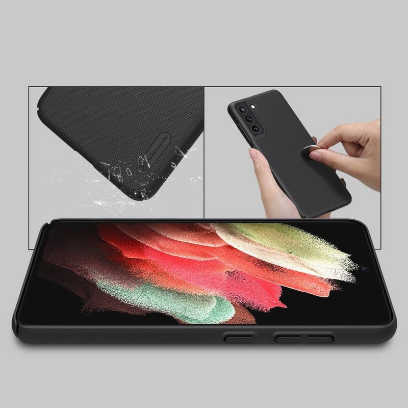 Nillkin Super Frosted Shield wzmocnione etui pokrowiec + podstawka Samsung Galaxy S21 FE czarny