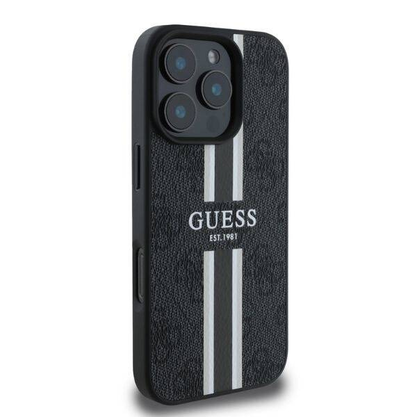 GUESS futerał do IPHONE 16 Pro kompatybilny z MagSafe GUHMP16LP4RPSK (4G Pronted Stripes) czarny