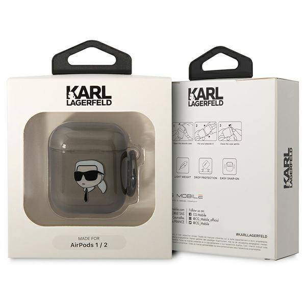 Original Handyhülle APPLE AIRPODS Karl Lagerfeld Karl`s Head (KLA2HNIKTCK) schwarz