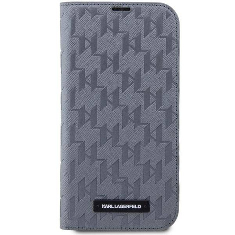 Karl Lagerfeld KLBKP14XSAKLHPG iPhone 14 Pro Max 6,7&quot; Bücherregal Silber/Silber Saffiano Monogram