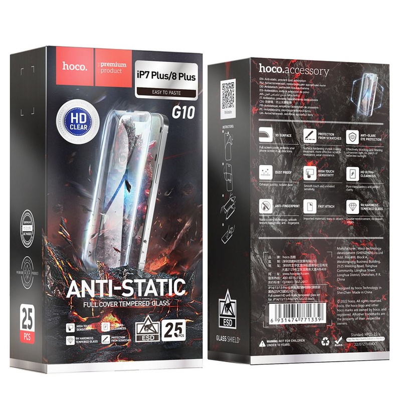 HOCO szkło hartowane HD Anti-static (SET 25in1) - MULTIPACK do Iphone 7 Plus / Iphone 8 Plus (G10)