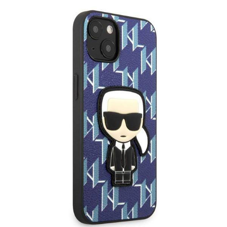 Oryginalne Etui IPHONE 13 MINI Karl Lagerfeld Hardcase Monogram Ikonik Patch niebieskie