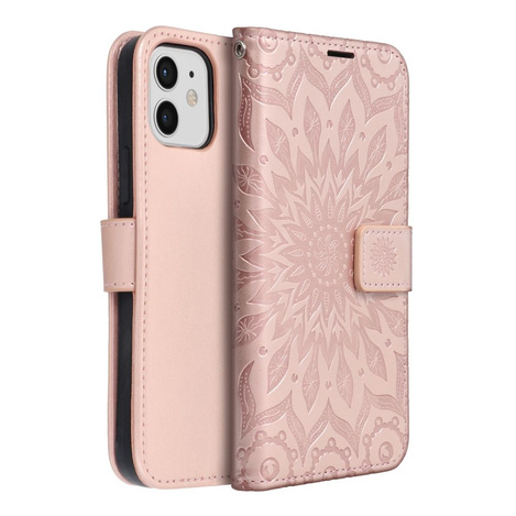 Kabura MEZZO Book do IPHONE 12 / 12 PRO mandala złoty róż