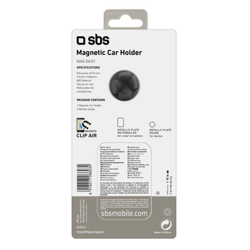 Uchwyt na smartfona SBS TESUPPEASYMAGK kompatybilny z MagSafe, na kratkę nawiewu - czarny