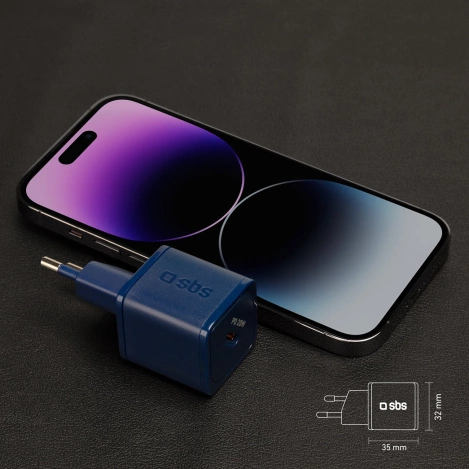 SBS TETRGAN1C20B 20-W-GaN-Netzwerkladegerät mit Power Delivery – blau