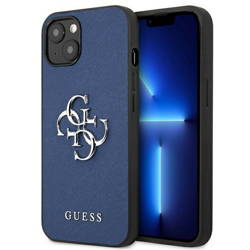 Guess nakładka do iPhone 13 Mini 5,4" GUHCP13SSA4GSBL niebieski hard case Saffiano 4G Metal Logo
