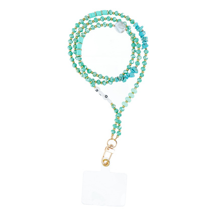 Zawieszka STONE do telefonu / długość sznura 82cm (41cm w pętli) / na szyję - turkusowy