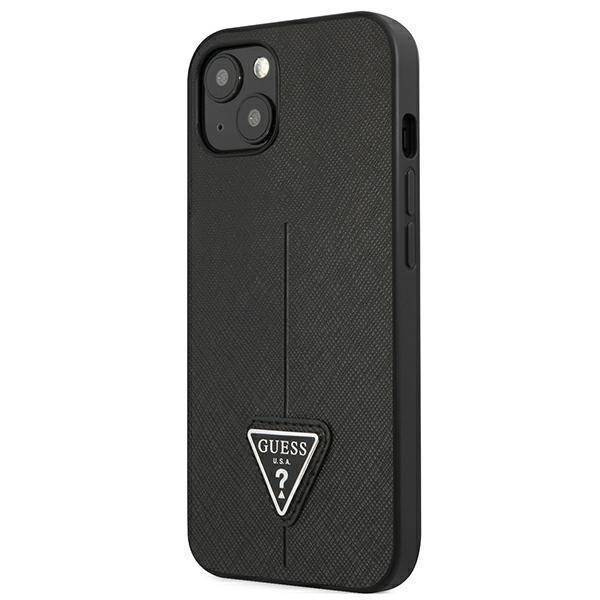Guess GUHCP13SPSATLK iPhone 13 mini 5,4 &quot;schwarz / schwarzes Hardcase SaffianoTriangle Logo