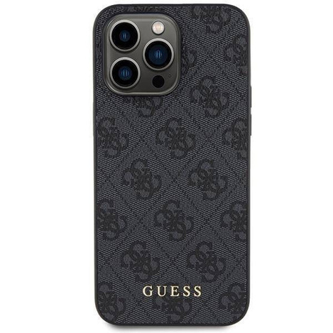 Guess 4G Metal Gold Logo Hülle für iPhone 15 Pro – Grau