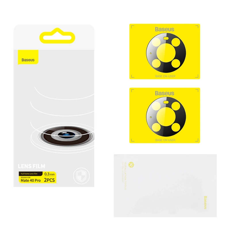 Baseus Huawei Mate 40 Pro Kamerafolie 0,3 mm (2 Stück) transparent + Reinigungsset (SGQK000502)