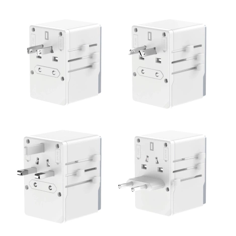 Adapter podróżny Dudao A65Pro 65W EU / US / JP / AUS / UK 2x USB-C 2x USB-A - biały
