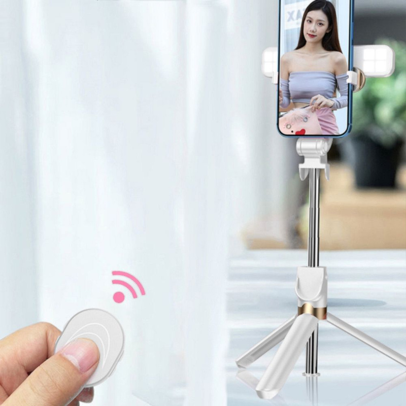 Zestaw / uchwyt selfie z pilotem na bluetooth tripod LED  SSTR-20 biały
