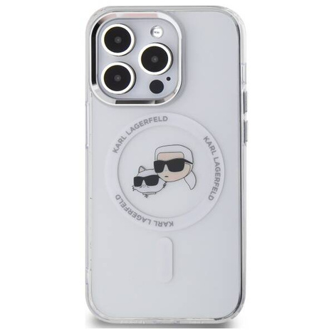 Original Case IPHONE 14 PRO MAX Karl Lagerfeld Hardcase IML Metal Karl&Choupette Head MagSafe (KLHMP14XHLSKCH) white