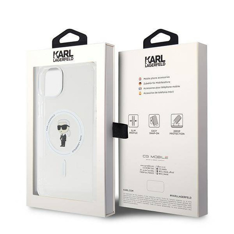 Karl Lagerfeld nakładka do iPhone 15 Plus 6,7" KLHMP15MHFCKNOT transparentna HC Magsafe IML Ikonik