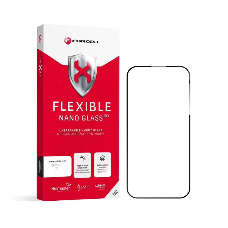 Forcell Flexible 5D - szkło hybrydowe do Samsung Galaxy S23 Ultra czarny (Hot Bending) - działający czytnik