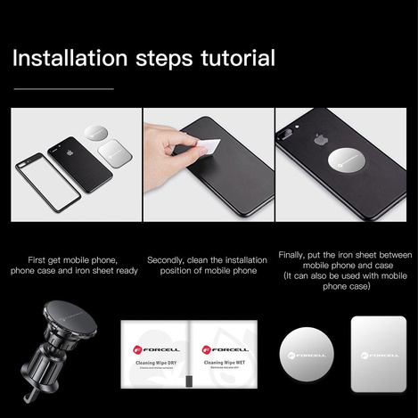 FORCELL F-Grip MagElite uchwyt samochodowy do kratki wlotu magnetyczny czarny