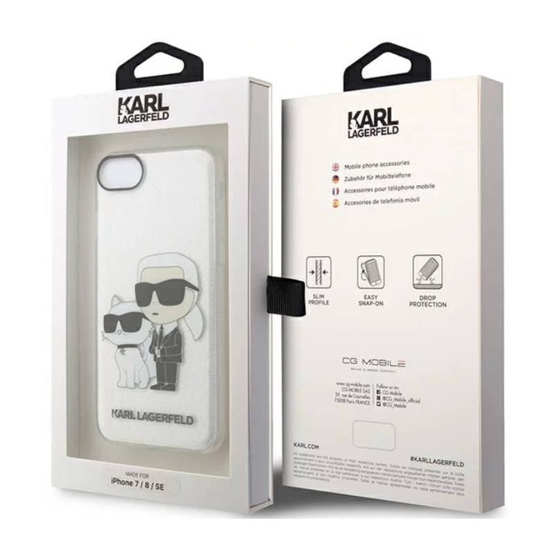 Karl Lagerfeld nakładka do iPhone 7 / 8 / SE KLHCI8HNKCTGT transparentne hardcase IML Glitter NFT Karl&Choupette