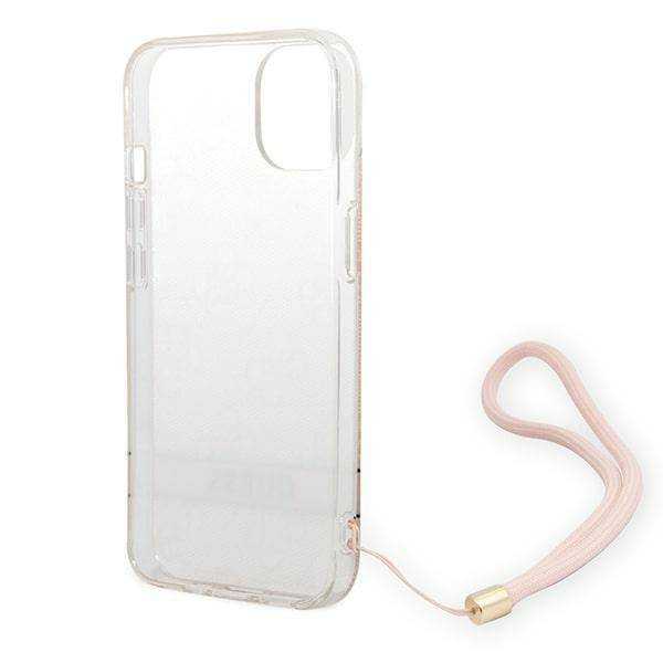 Oryginalne Etui IPHONE 14 PLUS Guess Hardcase 4G Print Strap (GUOHCP14MH4STP) różowe