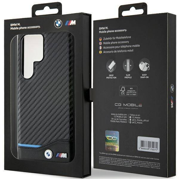 Etui BMW Leather Carbon na Samsung Galaxy S24 Ultra - czarne